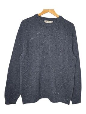 Line Of Trade Mens Blue Gray Confetti Wool Blend Crewneck Sweater Size XL